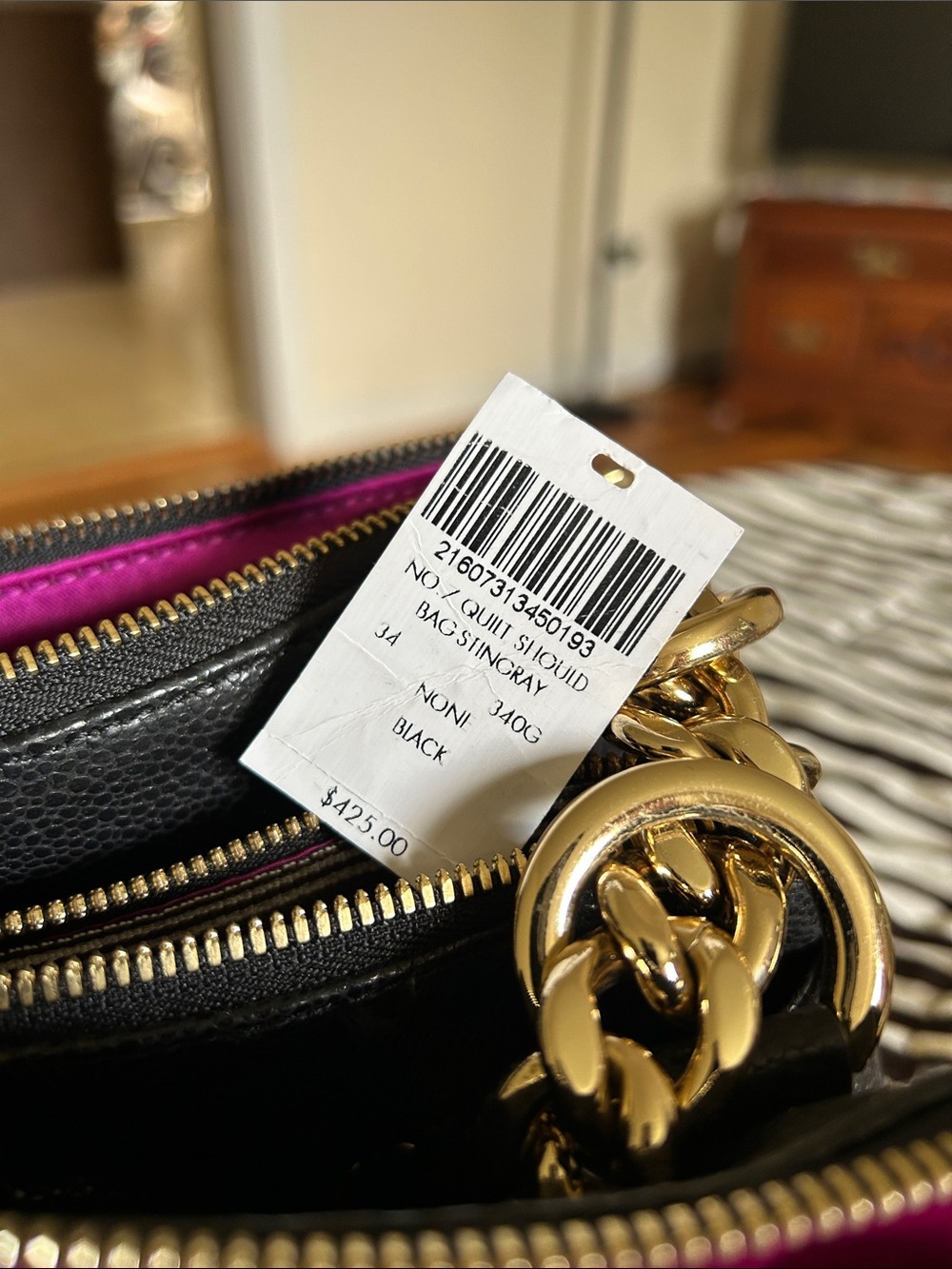 henri bendel Black Quilted Shoulder Bag with Gold Chain - Picture 5 of 9